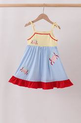 Blue Crab Applique Dress - Aaria Tees