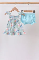 Floral Smocked Bloomer Set - Aaria Tees