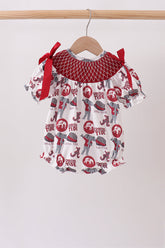 Maroon Alabama Smocked Bubble - Aaria Tees