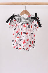 Black Georgia Smocked Bow Bubble - Aaria Tees