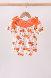 Orange Tennessee Smocked Bow Bubble - Aaria Tees