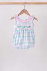 Pink Crocodile Smocked Gingham Bubble - Aaria Tees
