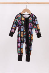Black princess bamboo zipper ruffle romper - Aaria Tees
