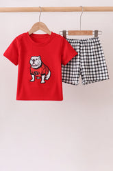 Red Georgia Applique Gingham Shorts Set - Aaria Tees