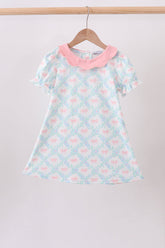 Pink Floral Bow Print Dress - Aaria Tees
