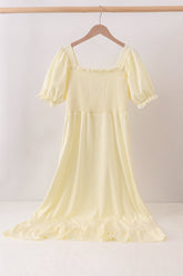 Cream smocked mom dress - Aaria Tees