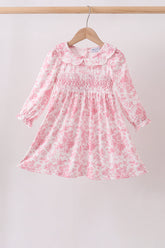 Pink Floral Smocked Dress - Aaria Tees