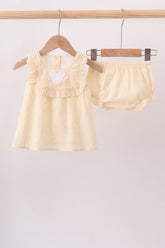 Oatmeal character french knot bloomer set - Aaria Tees