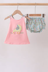 Pink Chicken Applique Bloomer Set - Aaria Tees