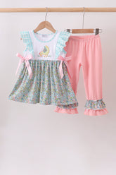 Mint Chicken Applique Ruffle Pants Set - Aaria Tees