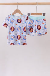 Blue frozen character bamboo pajama set - Aaria Tees