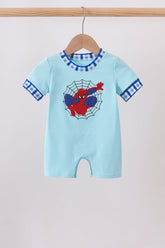 Blue character embroidery romper - Aaria Tees