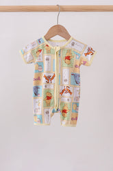 Yellow winnie the pooh bamboo romper - Aaria Tees