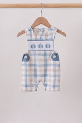 Blue Pumpkin Embroidery Gingham Bubble - Aaria Tees