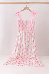 Pink Pumpkin Floral Smocked Mom Dress - Aaria Tees