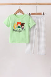 Green Hocus pocus french knot pants set - Aaria Tees