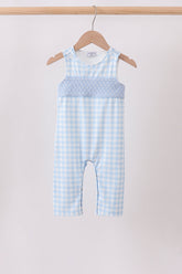 Blue Smocked Gingham Jon Jon - Aaria Tees
