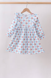Blue Floral Ruffle Dress - Aaria Tees