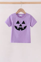 Purple Jack-O-Lantern Applique Top - Aaria Tees