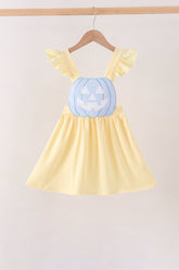 Cream Jack-O-Lantern Applique Ruffle Dress - Aaria Tees