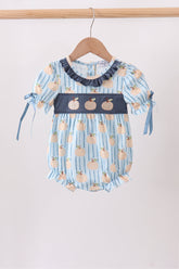 Blue Pumpkin Embroidery Ruffle Bubble - Aaria Tees