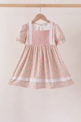 Floral Smocked Lace Dress - Aaria Tees
