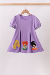 Purple witch applique dress - Aaria Tees