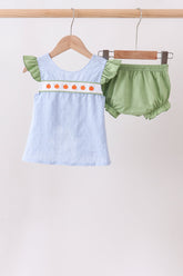 Blue Pumpkin Embroidery jacquard Ruffle Bloomer Set - Aaria Tees