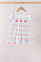 Blue Pumpkin Embroidery Ruffle Dress - Aaria Tees