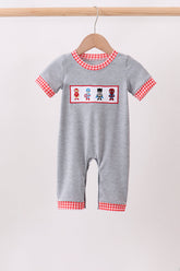 Grey character embroidery romper - Aaria Tees