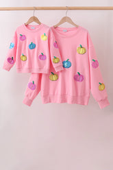 Pink Pumpkin Sequin Mom&me Top - Aaria Tees
