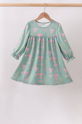 Sage Bow Ruffle Dress - Aaria Tees