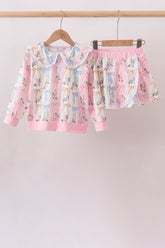 Pink Bow Floral Lace Skorts Set - Aaria Tees