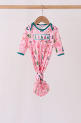 Pink Christmas Tree Embroidery Gown - Aaria Tees
