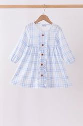 Blue Plaid Ruffle Dress - Aaria Tees