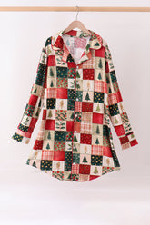 Maroon Checkered Tree Mom Gown - Aaria Tees