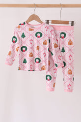 Pink Christmas Tree Bamboo Mom&me Pajama Set - Aaria Tees