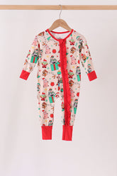 Red christmas toy story ruffle bamboo romper - Aaria Tees
