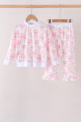 Pink bow floral print mom&me pants set - Aaria Tees