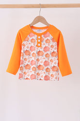 Orange Pumpkin Print Top - Aaria Tees