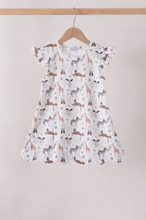 Brown zoo animal ruffle dress - Aaria Tees