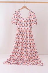 Jack-O-Lantern print tiered mom dress - Aaria Tees