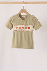 Sage pumpkin embroidery top - Aaria Tees