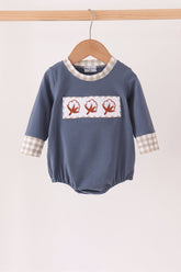 Teal cotton embroidery gingham bubble - Aaria Tees