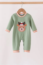 Sage Reindeer Applique Romper - Aaria Tees