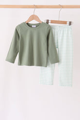 Green Gingham Pants Set - Aaria Tees