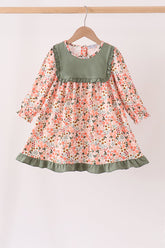 Green Floral Ruffle Dress - Aaria Tees