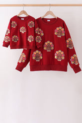 Rust turkey sequin mom&me top - Aaria Tees