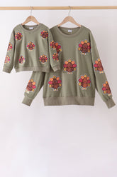 Green turkey sequin mom&me top - Aaria Tees