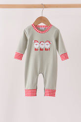 Sage santa applique gingham romper - Aaria Tees